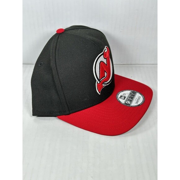 New Era New Jersey Devils 9FIFTY A-Frame Adjustable SnapBack Black/Red Cap Hat - Picture 3 of 5